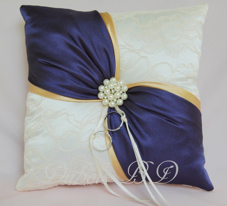 Ivory ring pillow Lilac ring pillow Sash ring pillow White and Gold ring bearer pillow Lace ring pillow Wedding ring pillow