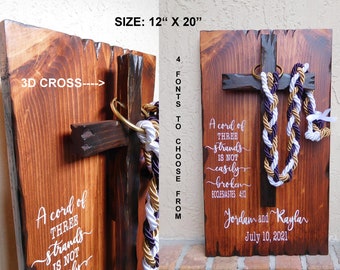 Ecclesiastes 4:12, Christian wedding ceremony, Personalized board display, Cord of three Strands, Knot-tying ceremony