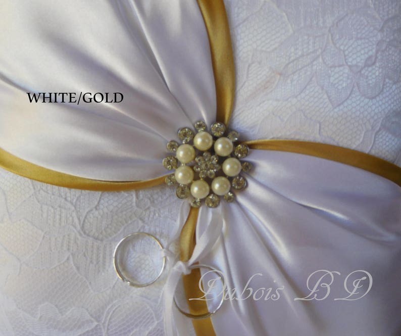 Ivory ring pillow Lilac ring pillow Sash ring pillow White and Gold ring bearer pillow Lace ring pillow Wedding ring pillow