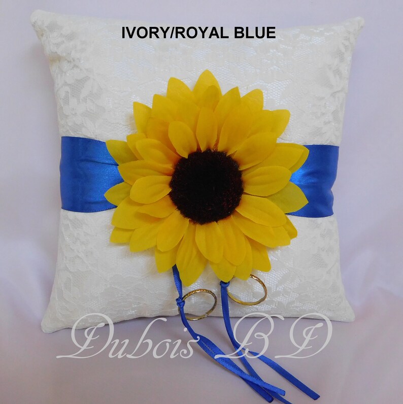 Ring bearer pillow Navy blue ring pillow Fall wedding ring pillow Sunflower ring bearer pillow Sunflower wedding