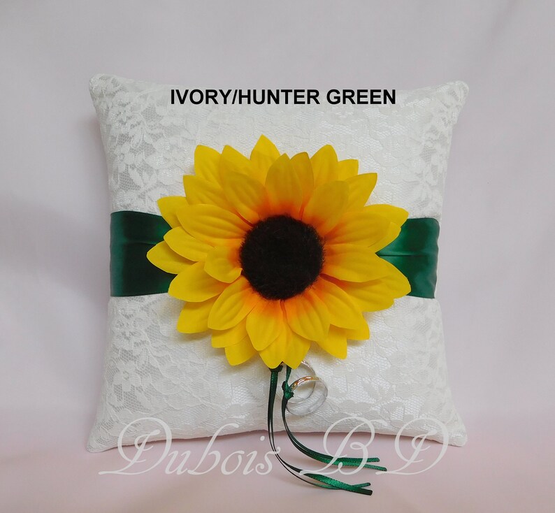 Ring bearer pillow Navy blue ring pillow Fall wedding ring pillow Sunflower ring bearer pillow Sunflower wedding