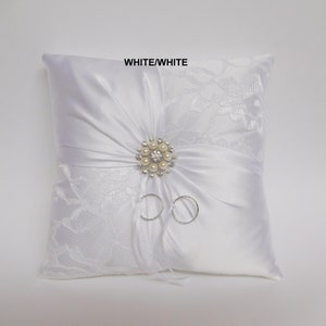 Lace ring pillow,  ring bearer pillow, Ivory or White ring bearer pillow, Ring boy pillow, Sash ring pillow, Wedding pillow