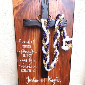 A Cord of three Strands, Knot-tying ceremony, Ecclesiastes 4:12, Christian wedding ceremony, Personalized board display