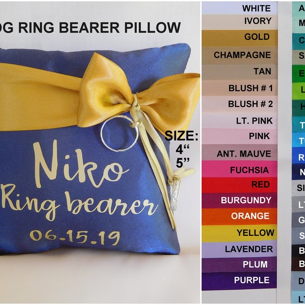 Personalized dog ring bearer pillow, Dog ring pillow, Wedding Dog security ring, Ring bearer pillow, Wedding dog pillow, Coussin alliances