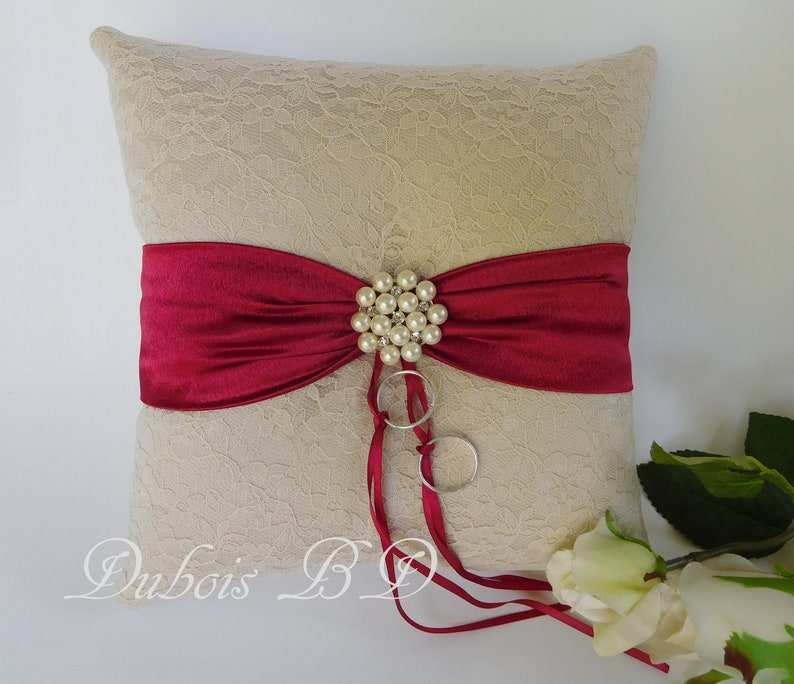 Burgundy Ring Bearer Pillow Champagne Ring Bearer Pillow Etsy