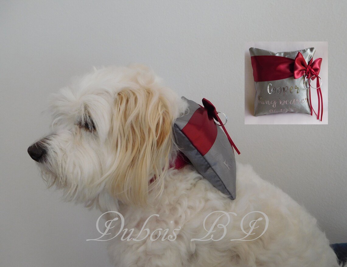 Personalized dog ring bearer pillow Dog ring pillow Wedding Etsy