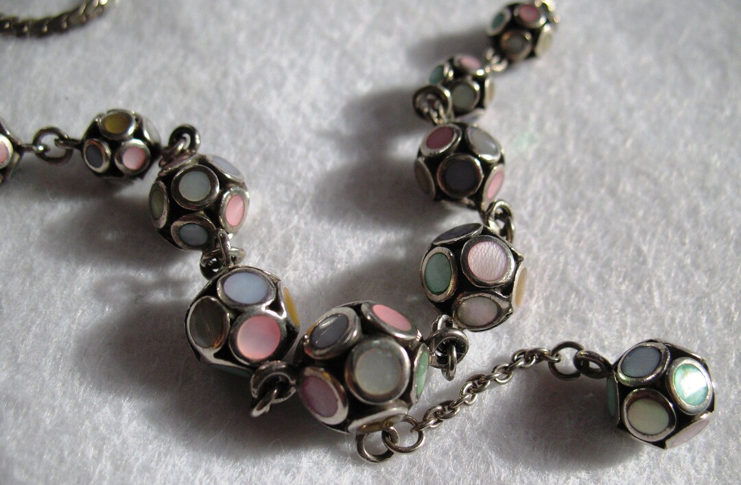 Sterling Silver & Mother of Pearl Necklace - Etsy