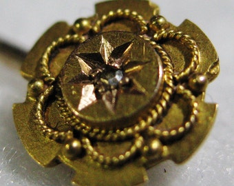 15ct Gold & Diamond Stick Pin - Circ 1880