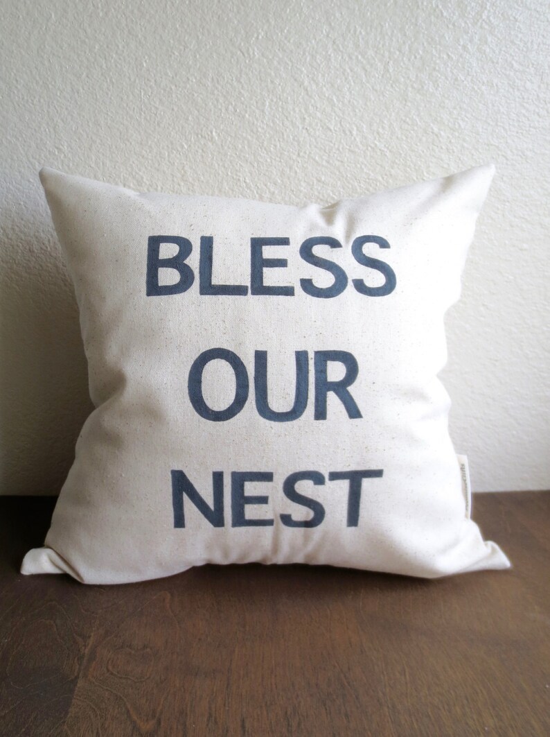 Throw Pillow BLESS OUR NEST Pillow Cover Cushion Cover Etsy