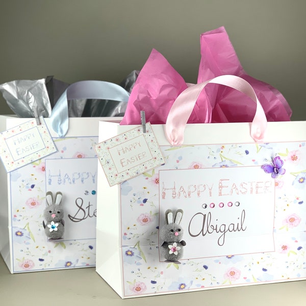 Personalised Easter Gift Bag - Barnaby and Bethany bunnies