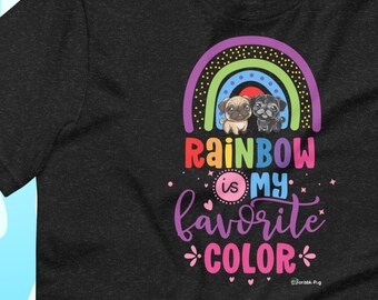 Rainbow is my Favorite Color Pugs Unisex T-shirt | Scribble Pug Pride LGB Love Dog | Shirt Tee