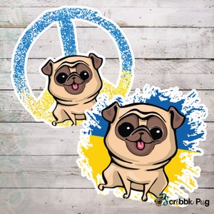 Adhesivo decorativo sin burbujas con el símbolo de la paz de Ucrania Peace Not War, para perros, mascotas, garabatos, símbolos de la paz con salpicaduras de pintura azul y amarilla, para ordenador portátil