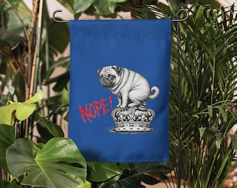 No Kings Pug and Crown for Democracy Double Sided Garden Flag Banner | Dog Liberal Progressive Democrat Political Protest Outdoor Decoration