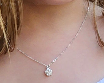 Flower Girl Necklace Gift For Little Girls Sterling Silver Charm Necklace Dainty Jewelry For Kids Special Wedding Gift For Young Child