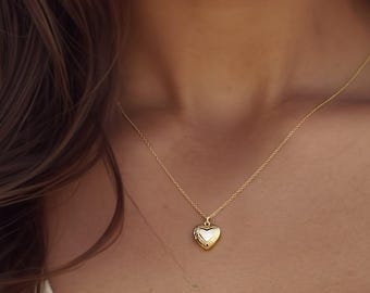 Mini Heart Locket Necklace, Gold Plated or Silver Locket Necklace, Dainty Locket Necklace, Tiny Photo Locket, Birthday Gift for Her