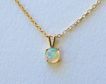 Opal Necklace, Natural Opal for Women, 14k Gold Filled Necklace, Real Ethiopian Welo Opals Mini Opal, Dainty Necklace, Minimal Jewelry