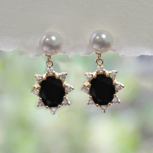 Black White Freshwater Pearl Dangle Earrings, Bridal Pearl Drop Earrings, Gold Wedding Jewelry, Modern Bridal Earrings, Bridesmaid Gift