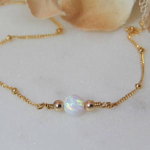 Opal Choker Necklace for Woman, October Birthstone Gift for Girlfriend, Matching Fire Opal Bracelet, Gemstone Jewelry Gift for Her image 1