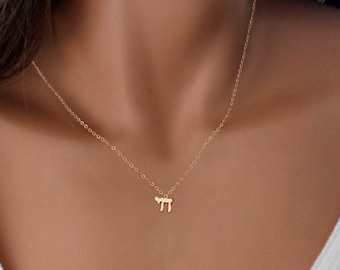 Chai Necklace for Women, Hebrew Necklace, Jewish Judaica Jewelry, Israeli Jewelry, Bat Mitzvah Gift, Dainty Minimal Gold Silver Chai