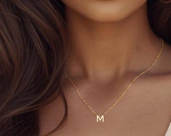 Gold Initial Necklace, Personalized Letter Necklace, Dainty Initial Pendant, Minimalist Birthday Gift for Her, Mothers Day Gift