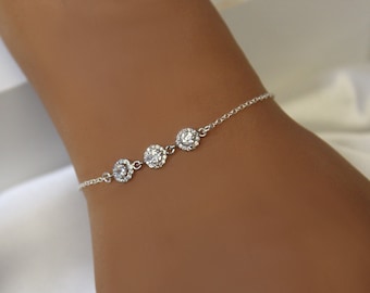 Wedding Bracelet, Bridesmaid Gift, Diamond Bracelet, Rose Gold, Gold or Silver Bracelet