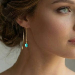 Turquoise Dangle Earrings, Sleeping Beauty Turquoise Earrings, Gold or Silver Earrings, Dainty Turquoise Jewelry, December Birthstone Gift