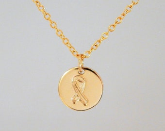 Breast Cancer Necklace for Women, Gold Choker, Survivor Gift for Her, Cancer Awareness Jewelry, Girlfriend Gift