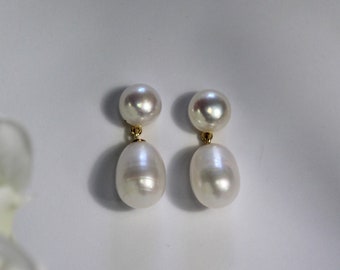 Elegant Pearl Drop Earrings - Ideal for Wedding, Prom, Casual - Sterling Silver Posts for Sensitive Ears, June Birthdays