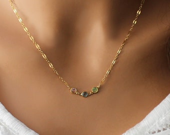 Collana con pietra portafortuna, delicata collana con pietra portafortuna placcata oro, gioielli minimalisti, regalo per lei