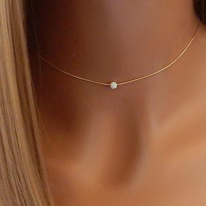 Dainty Opal Choker Necklace: Sterling Silver, Gold, Rose Gold