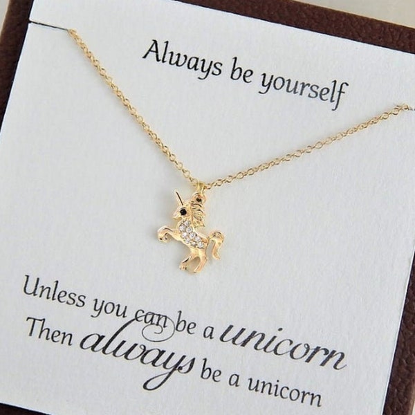 Unicorn Necklace for Little Girl • Jewelry Gift for Kids • Gift for Her • Simple Gold or Silver Everyday Layering Animal Charm