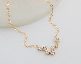 Zodiac Necklace for Toddlers, Constellation Star Sign Jewelry, Dainty Celestial Layered Necklace, Meaningful Gift for Girls