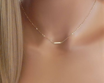 Dainty Gold Bar Necklace • Sister Gift • Layering Choker Gift for Girlfriend • Minimal Bar Jewelry • Gift for Her • Bridesmaid Gift