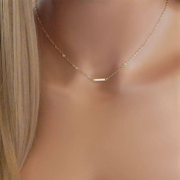 Dainty Gold Bar Necklace • Sister Gift • Layering Choker Gift for Girlfriend • Minimal Bar Jewelry • Gift for Her • Bridesmaid Gift