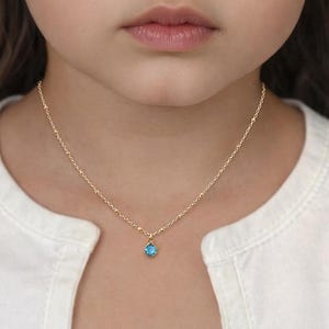 Toddler Birthstone Necklace, Little Girl Jewelry Gift, Kids Birthstone Necklace, Personalized Child Necklace, Dainty Gold Necklace for Girls