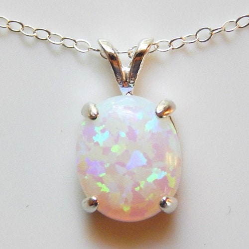 OPAL NECKLACE Teardrop Pendant October Birthstone Jewelry - Etsy