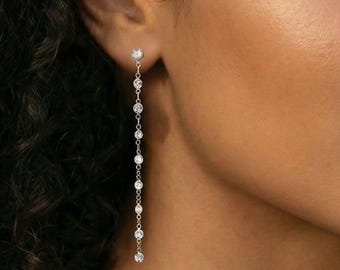 Gold Dangle Earrings, Dainty Gold Drop Earrings, Minimalist Long Earrings, Elegant Jewelry Gift for Her