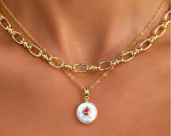 Mehrreihige, vergoldete Perlenkette, zarte Halskette mit Perlenanhänger, Zirkonia-Perlenschmuck, goldene Layering-Kette – das perfekte Geschenk für Sie