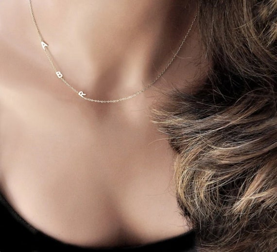 Sideways Letter Necklace Personalized 