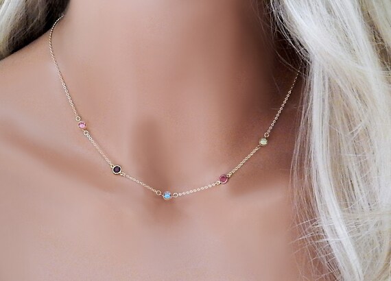 Multiple Birthstone Necklace for Mom 