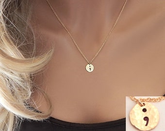 Mentale Gesundheit Halskette für Frauen, Sentimentales Semi Doppelpunkt Geschenk für Freund, Suizidverlust Bewusstsein