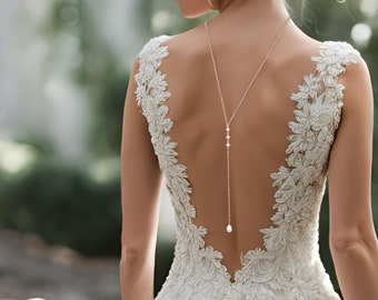 Back Drop Necklace for Bride Jewelry for Wedding Day Gift for Her Anniversary Jewelry Gift Idea for Women for Backless Cocktail Dress
