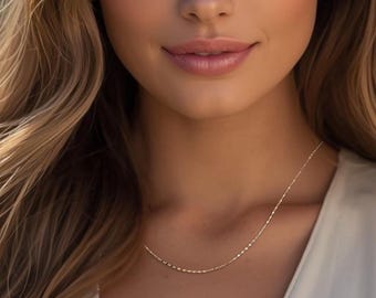 Dainty Solid Gold Disc Chain Choker, Sparkly Gold Necklace, Minimalist Layering Choker Necklace for Women, Elegant Everyday Jewelry Gift