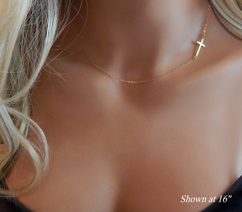 Dainty Cross Necklace for Women Gift Idea for Her Sideways Cross Religious Symbol for Everyday Wear Handcrafted Thoughtful Gift image 3