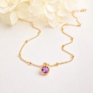 Geboortesteenketting voor meisjes, edelsteenketting voor kinderen, gouden satellietketting, gepersonaliseerd cadeau voor peuters, kindersieraden