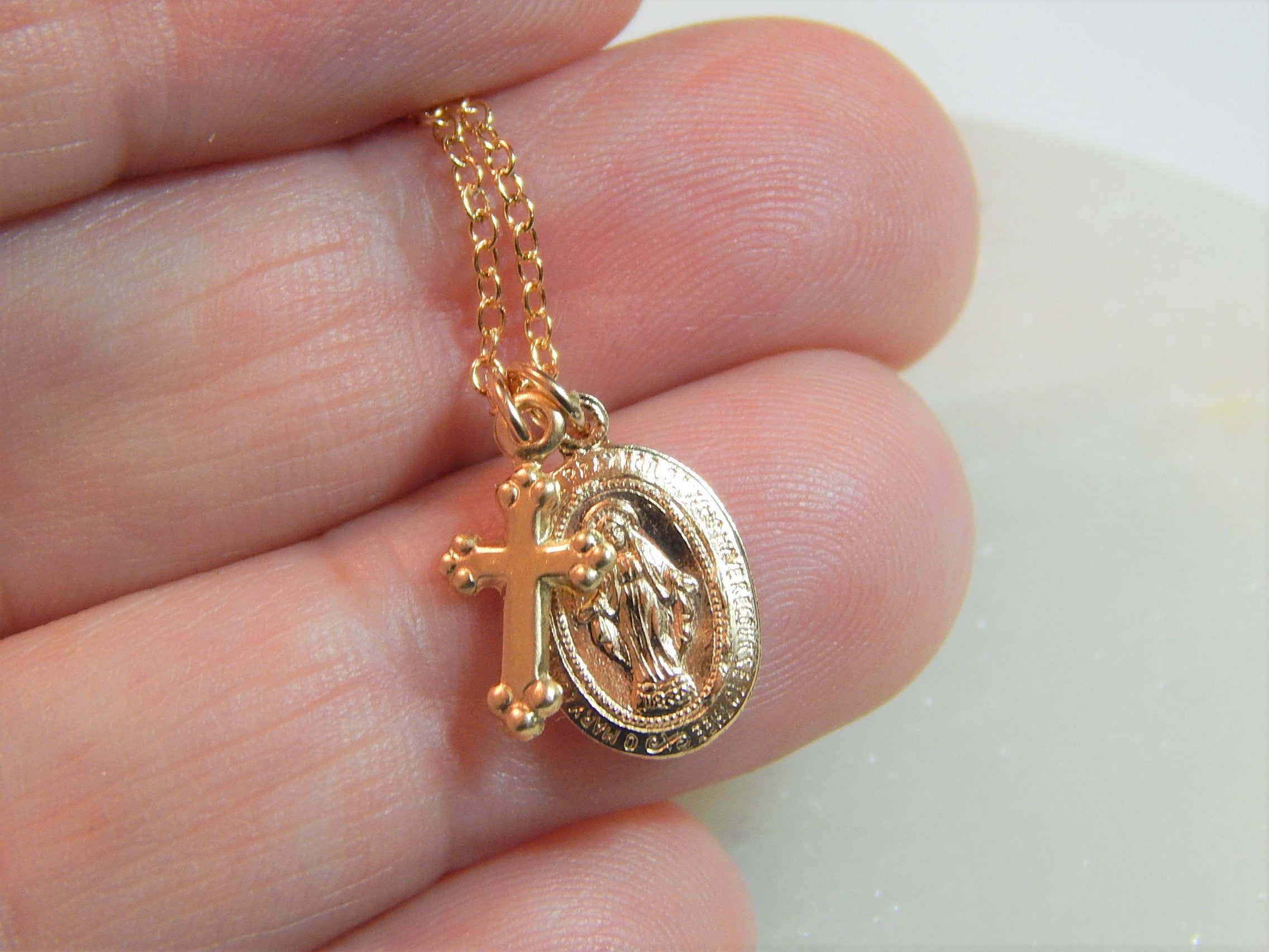 Saint Chain Gold Saint Medal Necklace, Catholic Religious Necklace, Faith Pendant ...