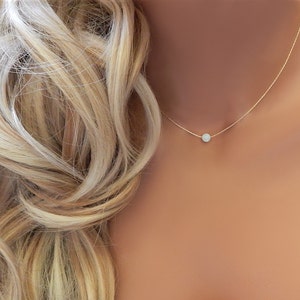 Opal Gemstone Necklace October Birthstone Necklace For Women Dainty Layered Jewelry Unique Handmade Gift for Her