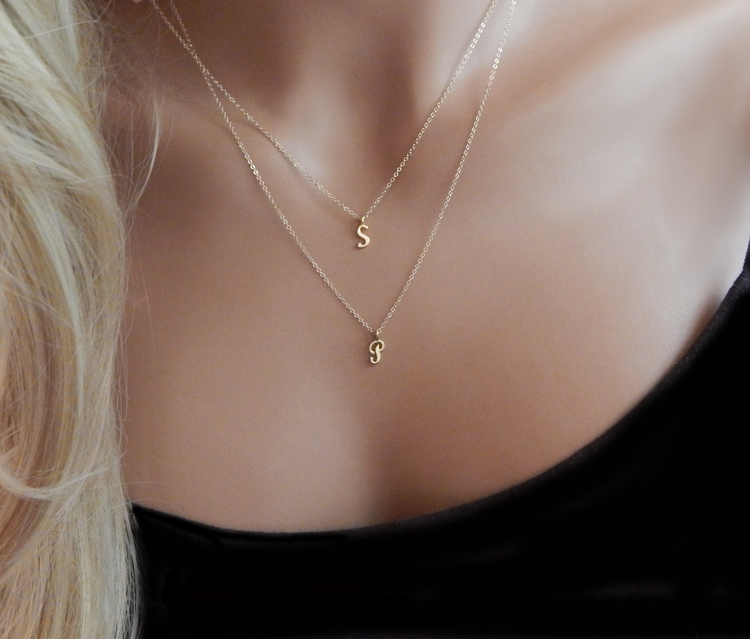 Initial Necklace Gift for Mom Gold 