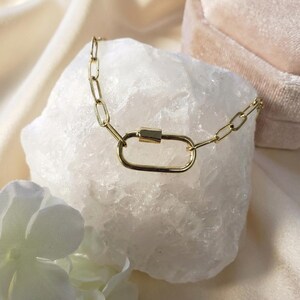 Collar de cadena con clip de papel relleno de oro, soporte para dijes con mosquetón, joyería para combinar imagen 8
