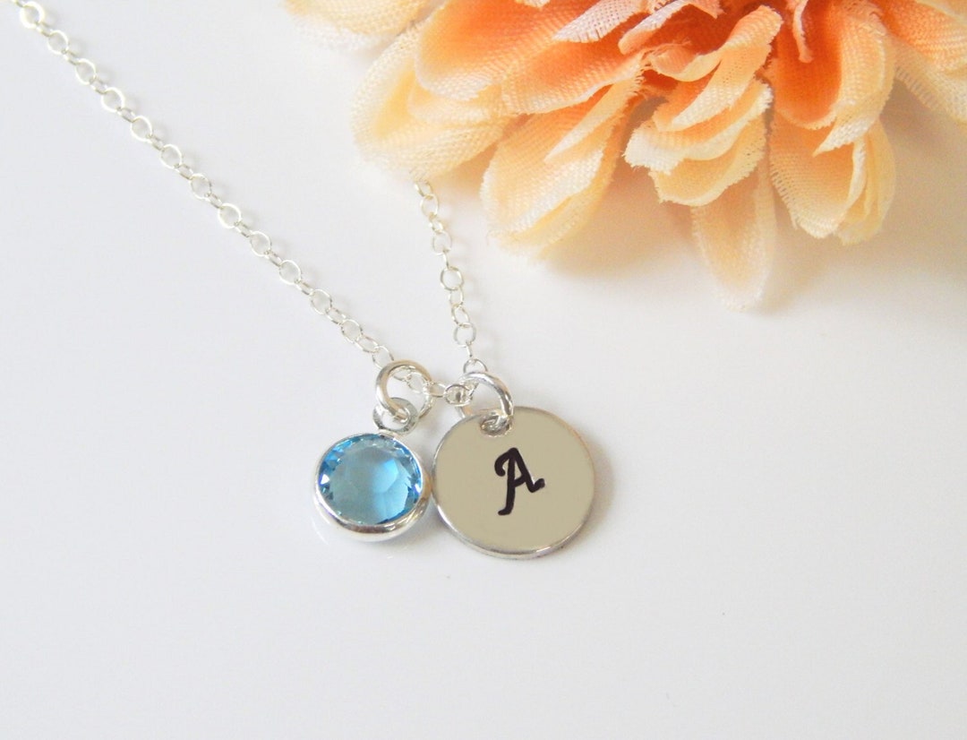 Initial Birthstone Necklace Christmas Gift Her Mother 